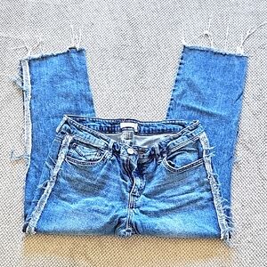 Unpublished Crop Straight Leg Women's Blue Distressed Jeans 29